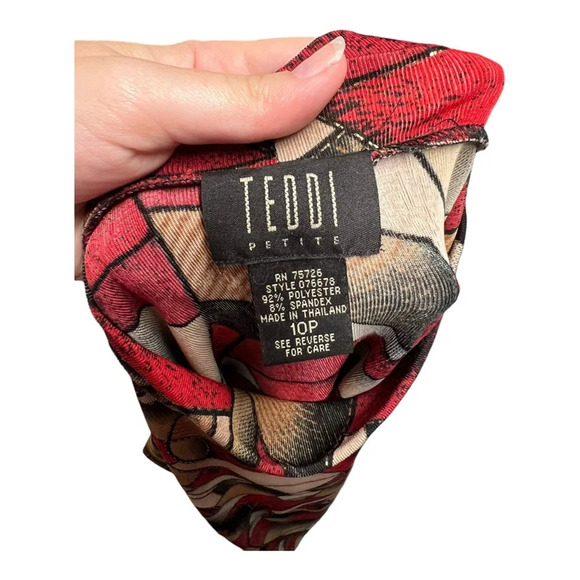 Red & Gold Y2K Abstract Sheer Top 10P - Picture 3 of 3